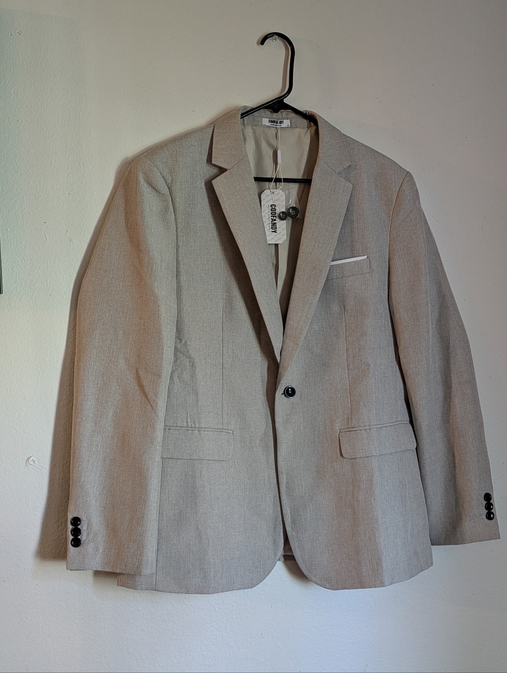 NWT COOFANDY Men’s Slim Fit Lightweight Blazer – Light Grey, Size Medium